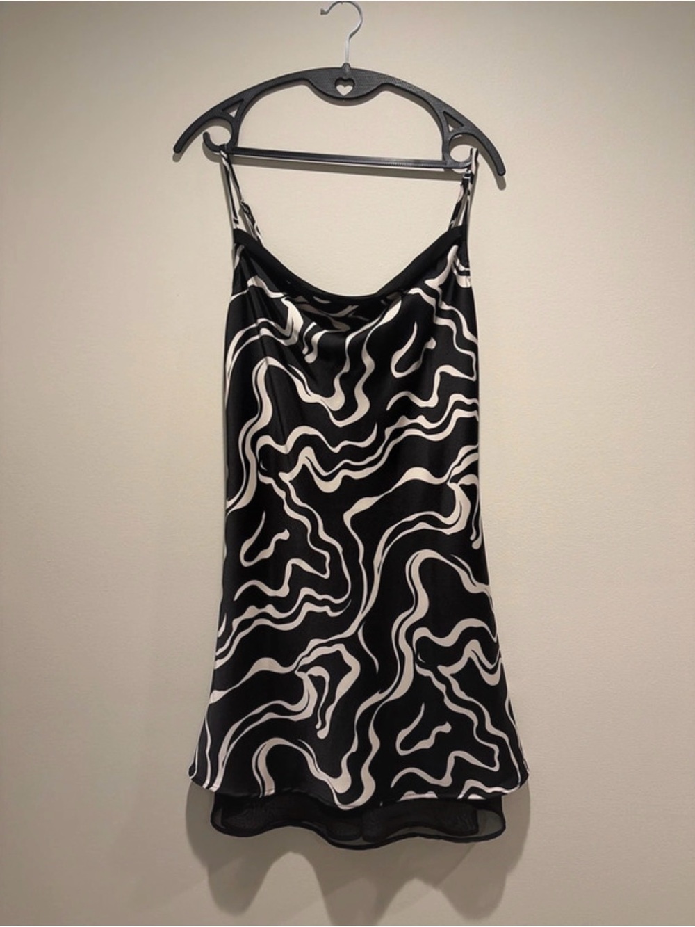 Forever 21 Black & White Swirl Mesh Slip Mini Dress - Size M